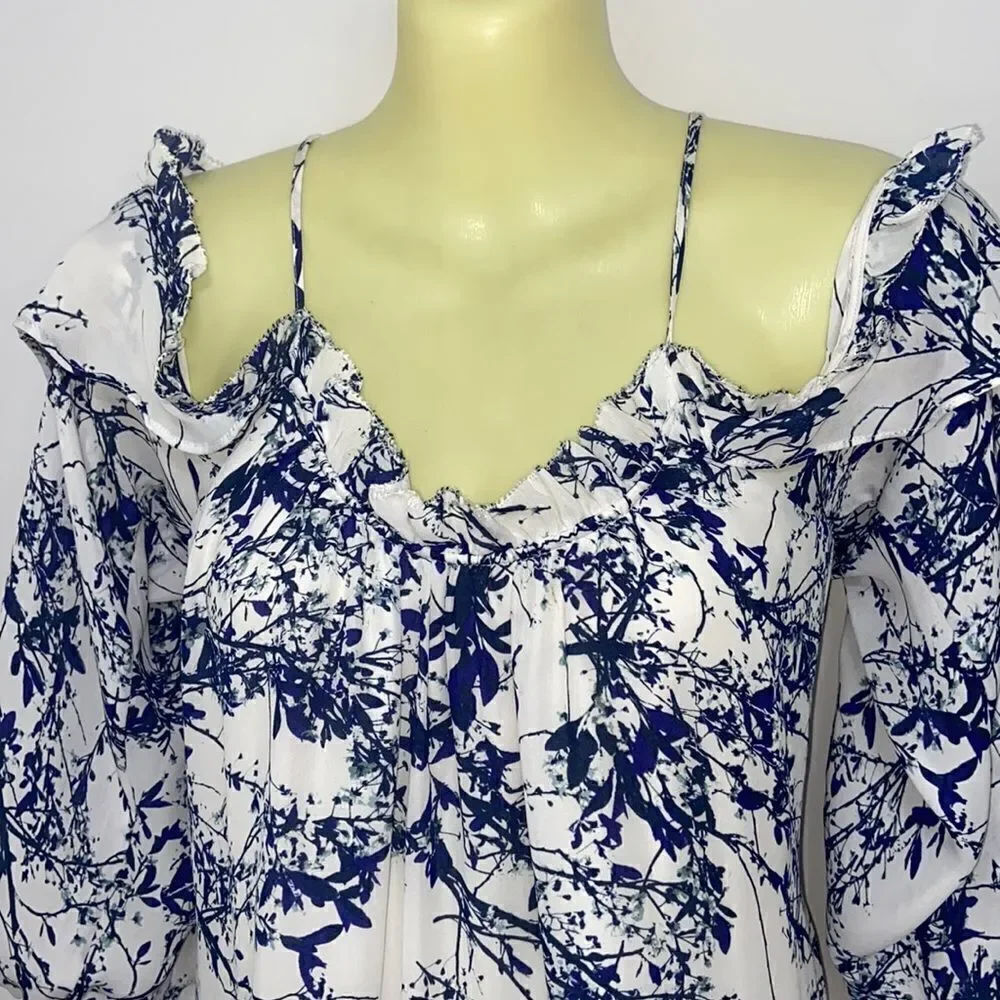 Parker Dress"WHITE THICKET" Dress Tunic Top Cold Shoulder Loose Fitting… - Picture 2 of 9